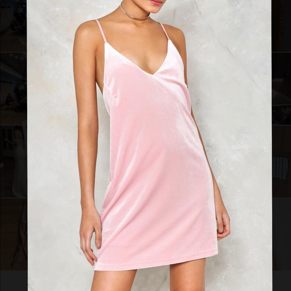 Pink velvet dress